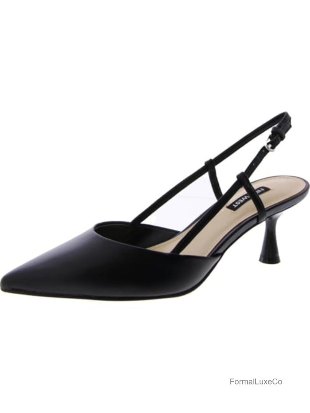 Nine West Rhonda Faux Leather Slingback Pump Kitten Heel